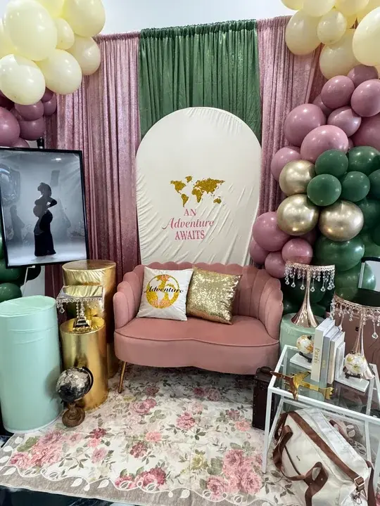 Baby shower decor setup at Loft 442