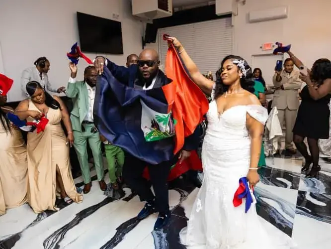 Wedding reception overview with soft lighting