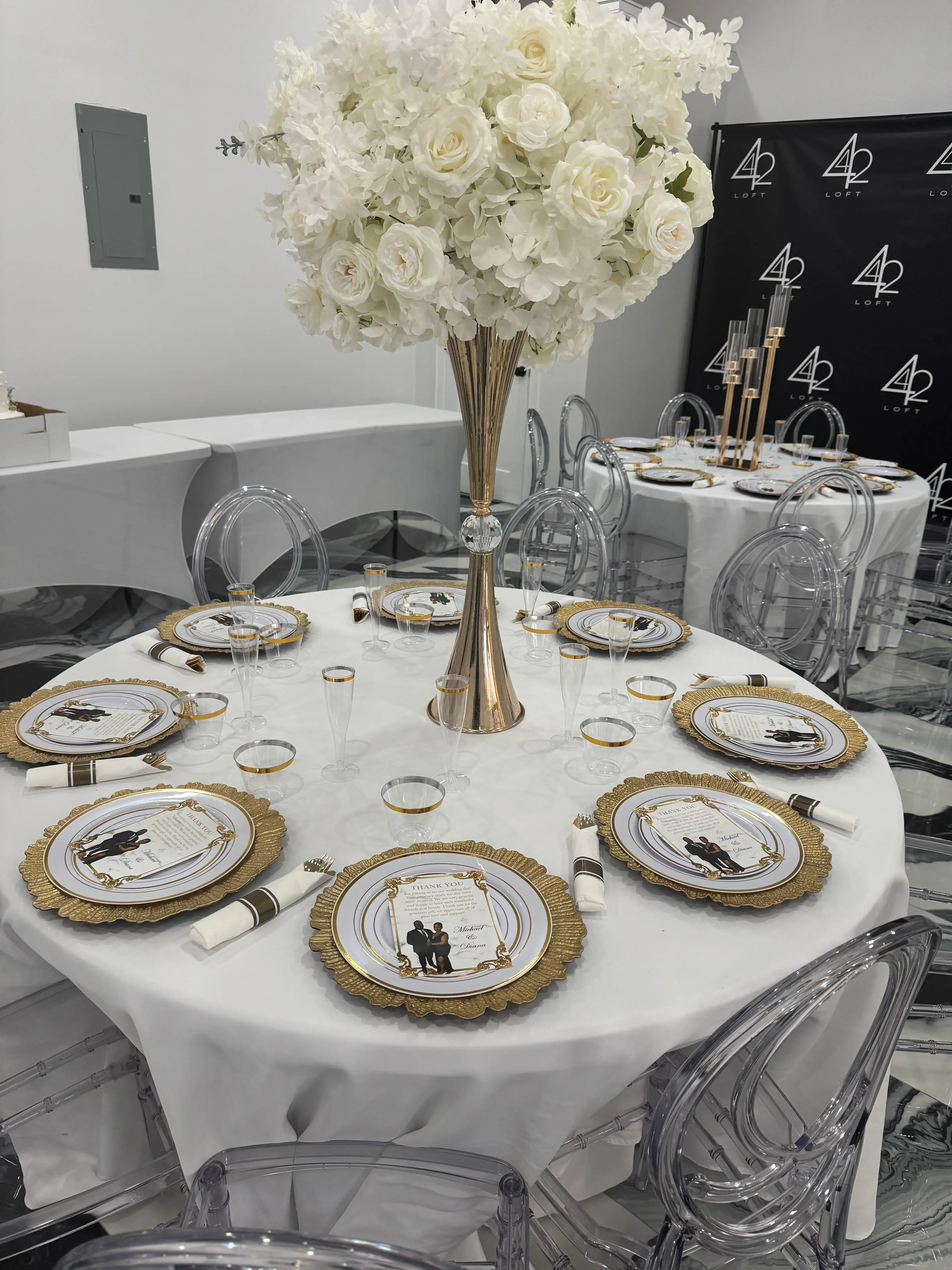 Wedding reception decor at Loft 442